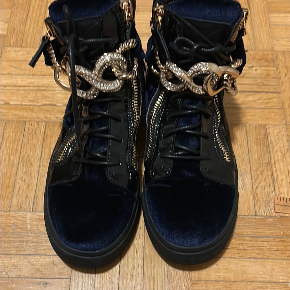 Giuseppe Zanotti Luxurious Navy blue and Gold Women's High-Top Sneakers